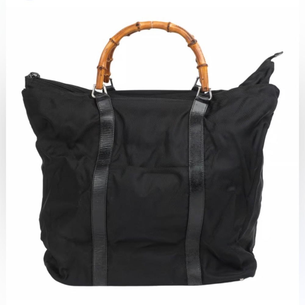 Gucci Nylon Bag with Bamboo handles in great preloved condition